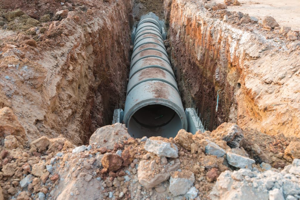 Concrete drainage pipe near the construction industry .