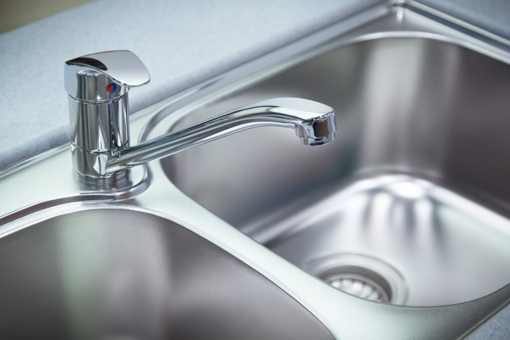 Chrome tap and sink